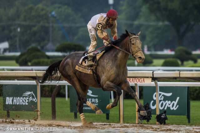 From yesterday:  Parchment Party won and off the turf Grade III Belmont Gold Cup with John Velázquez onboard for trainer Bill Mott.

Shot for the @saratoga_special 

© Samantha Decker.  All rights reserved.  Permission must be obtained for reuse.
.
.
.
.
.
#iloveny #ilovenewyork #upstateny #upstatenewyork #thisisuspstate #newyorkonly #newyorksbackyard #saratogacounty #ilovesaratoga #saratoga #saratogasprings #saratogaspringsny #discoversaratoga #canon #canonphotography #teamcanon #horsesofinstagram #thoroughbredsofinstagram #saratogaracetrack #saratogaracecourse
